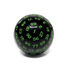 Foam Brain: 100 Sided Die - Black Opaque w/ Green